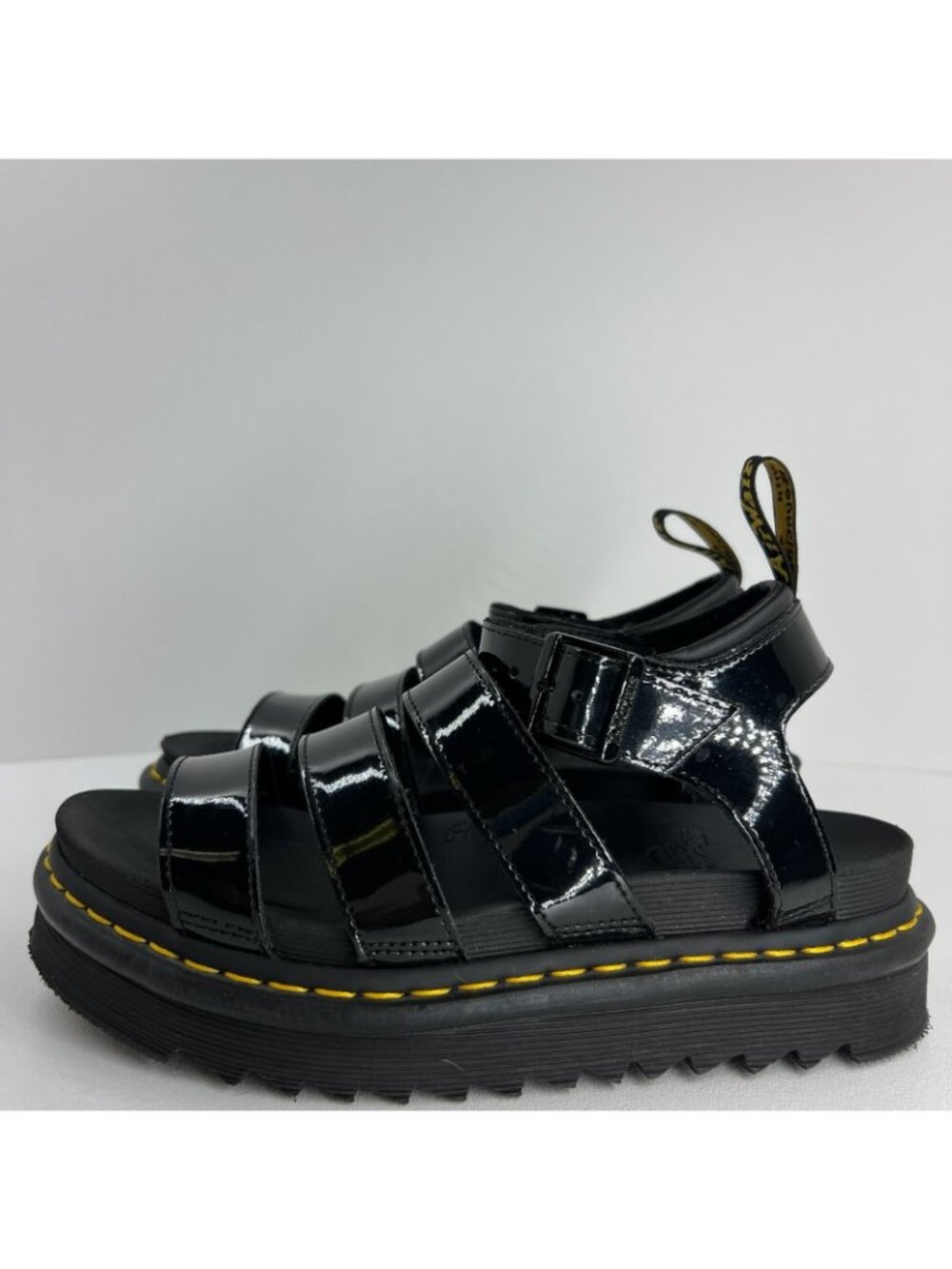 Dr. Martens Blaire Patent Leather Platform Sandals US 8 Adjustable Strappy Black - Picture 2 of 13